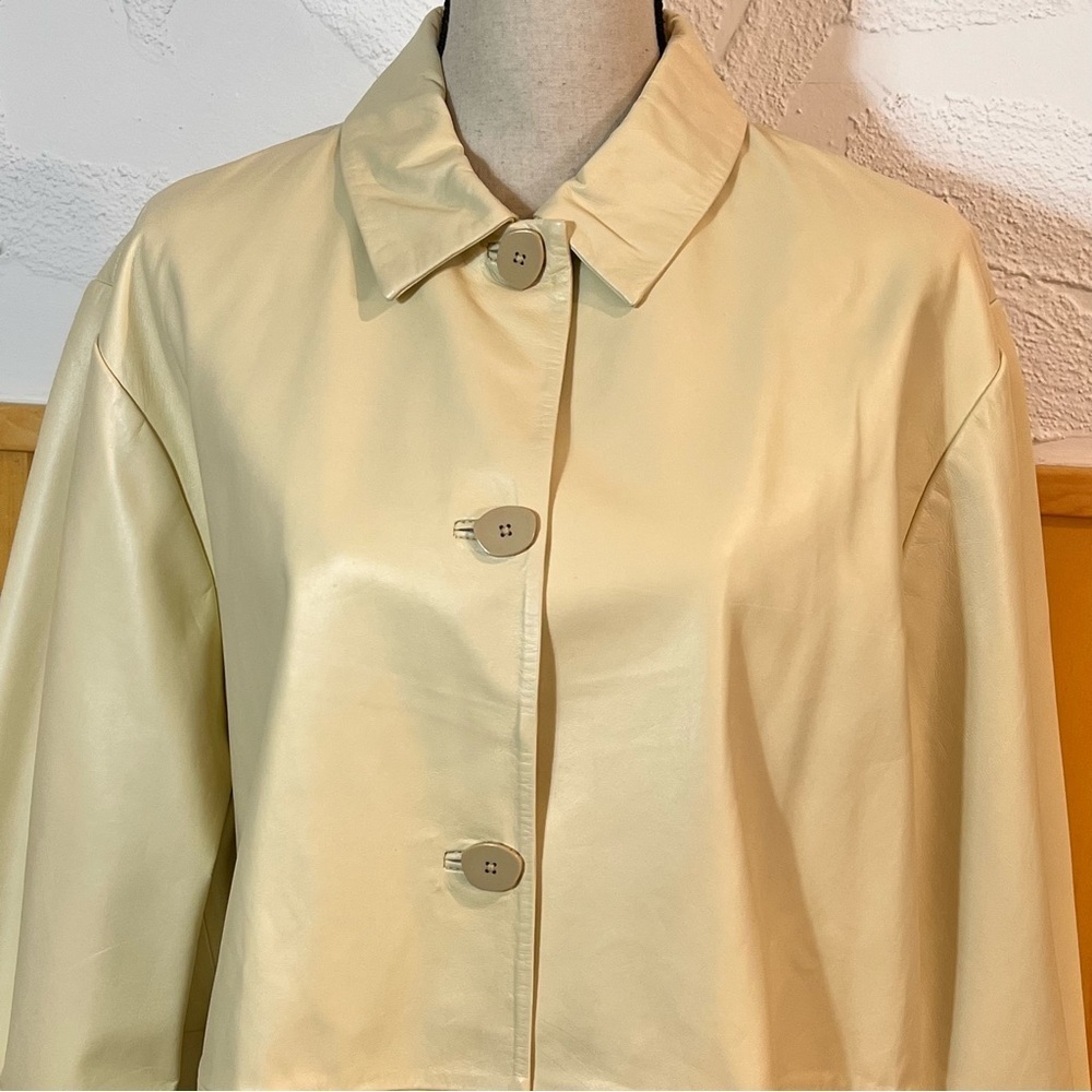 Holzweiler Flora Creamy Yellow Leather Jacket Sz-M - Picture 3 of 12